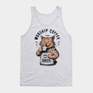 Worship Coffee Orange Cat Tank Top